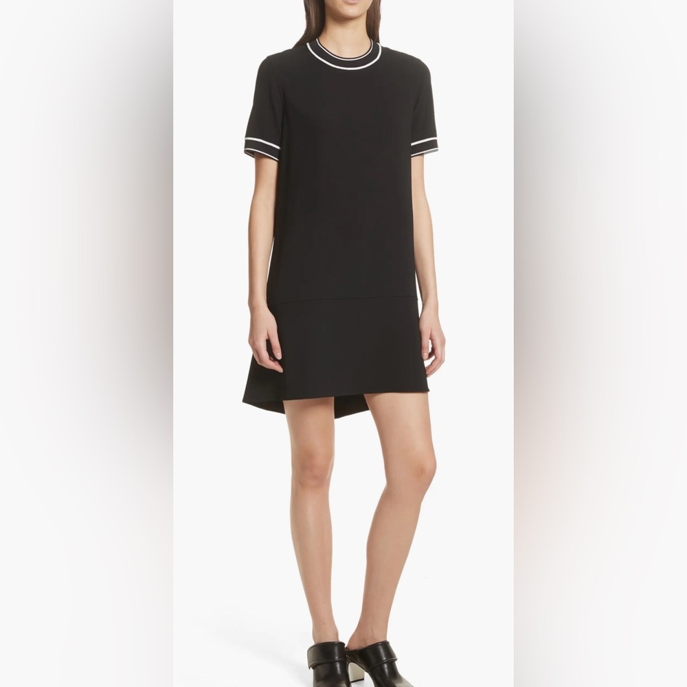 rag & bone Thatch Crepe Shift Dress Black White Trim S/P Career Office Wear Chic